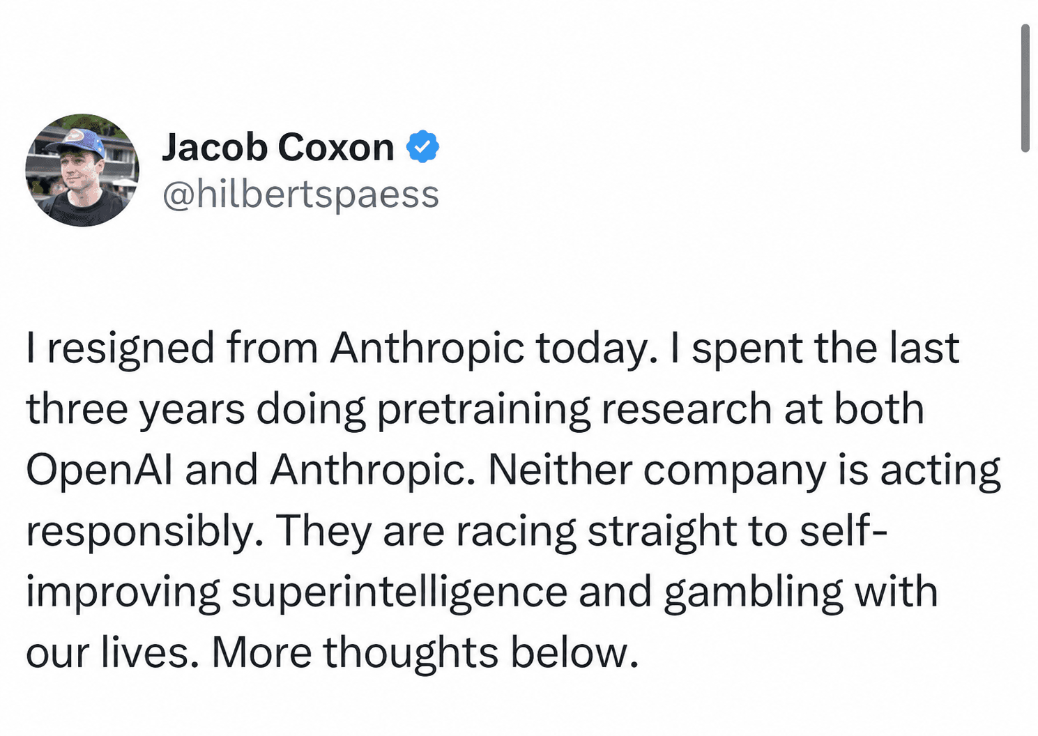 Jacob Coxon是谁?他在 Anthropic 的辞职帖获得 9000 万次浏览